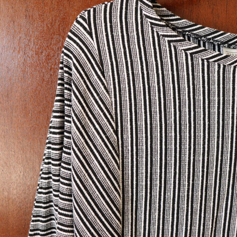 Vintage Black & White Striped Three-Quarter-Sleeve‎ W's Med
